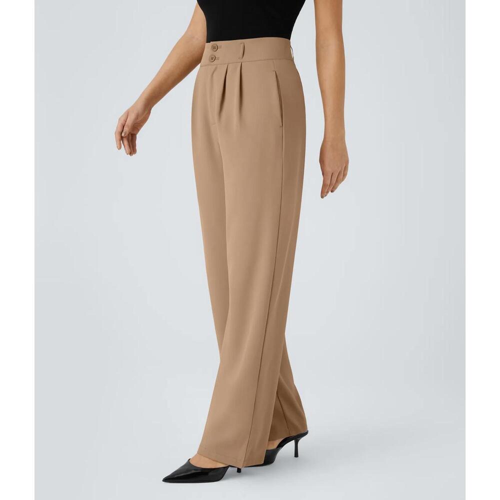 NWT Halara Flex™ High Waisted Shirred Straight Leg Work Pants Size Small Tall - Picture 3 of 7